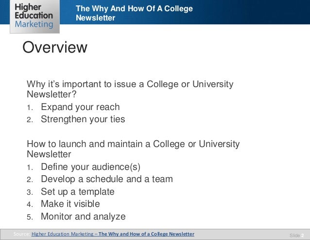 the why how of a college newsletter