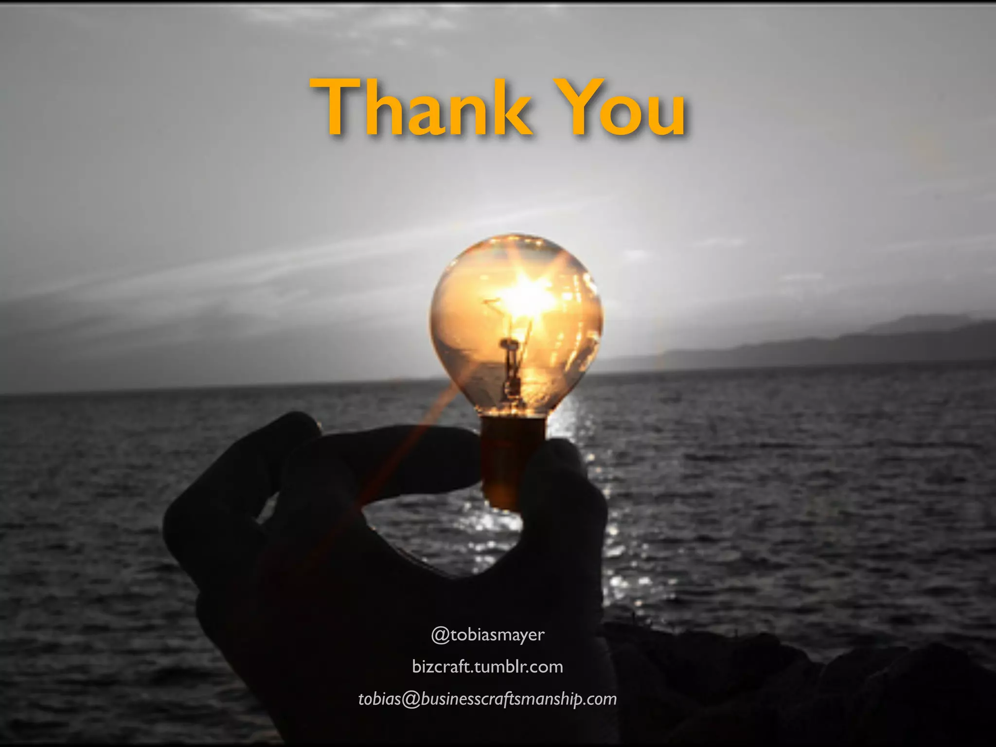 Thank You
@tobiasmayer
bizcraft.tumblr.com
tobias@businesscraftsmanship.com
 