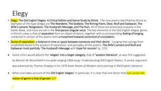 Elagiac Examples The wife's lament& wulf and eadwacer | PPTX