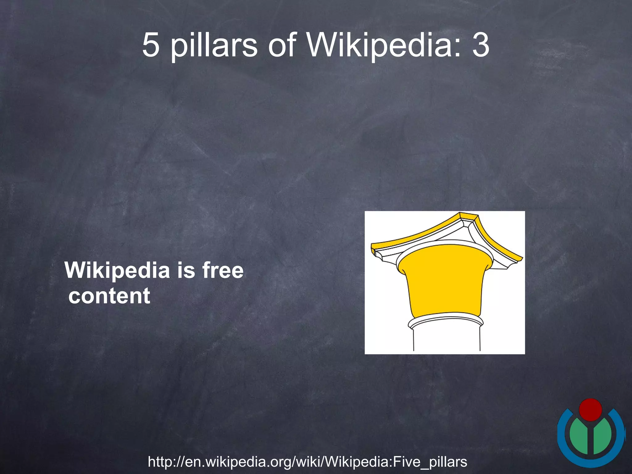 Wikipedia is free content   5 pillars of Wikipedia: 3 http://en.wikipedia.org/wiki/Wikipedia:Five_pillars 