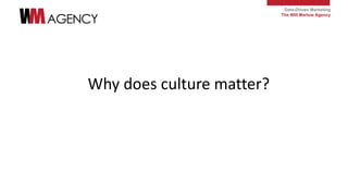 Data-Driven Marketing
The Will Marlow Agency
Why does culture matter?
 