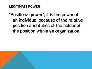 Legotimate Power The will to power | PPTX