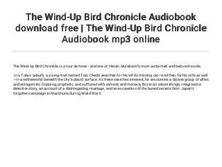the wind up bird chronicle synopsis the wind up bird chronicle synopsis