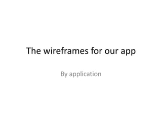 The wireframes for our app
By application
 