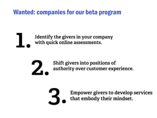 Wanted: companies for our beta program
