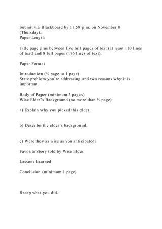 Paperdue The Wise Elder Project Sample Body of PaperDue Date Novemb.docx