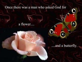 Once there was a man who asked God for a flower.... ....and a butterfly. 