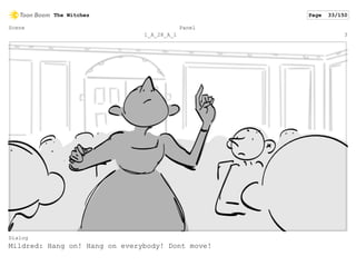 Scene
1_A_28_A_1
Panel
3
Dialog
Mildred: Hang on! Hang on everybody! Dont move!
The Witches Page 33/150
 