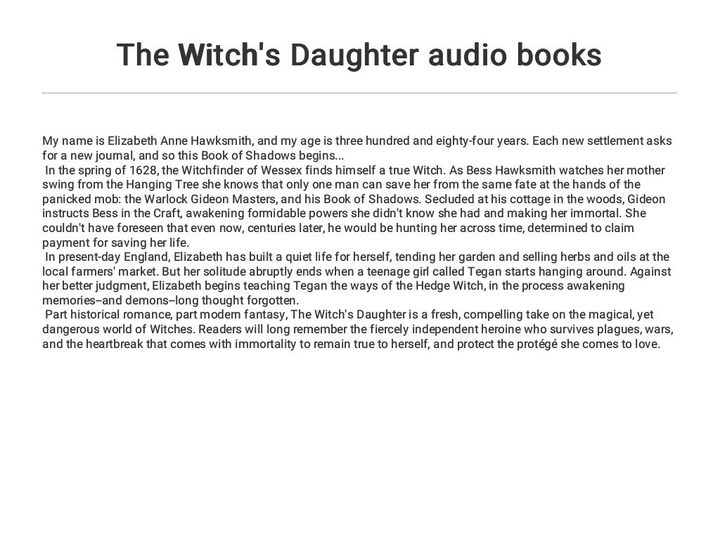 The Witch's Daughter audio books