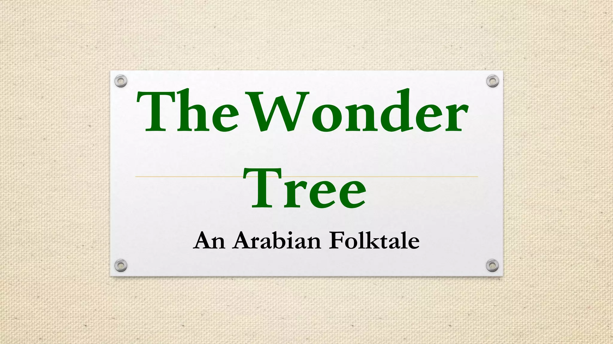 The Wonder Tree (lesson) | PPTX