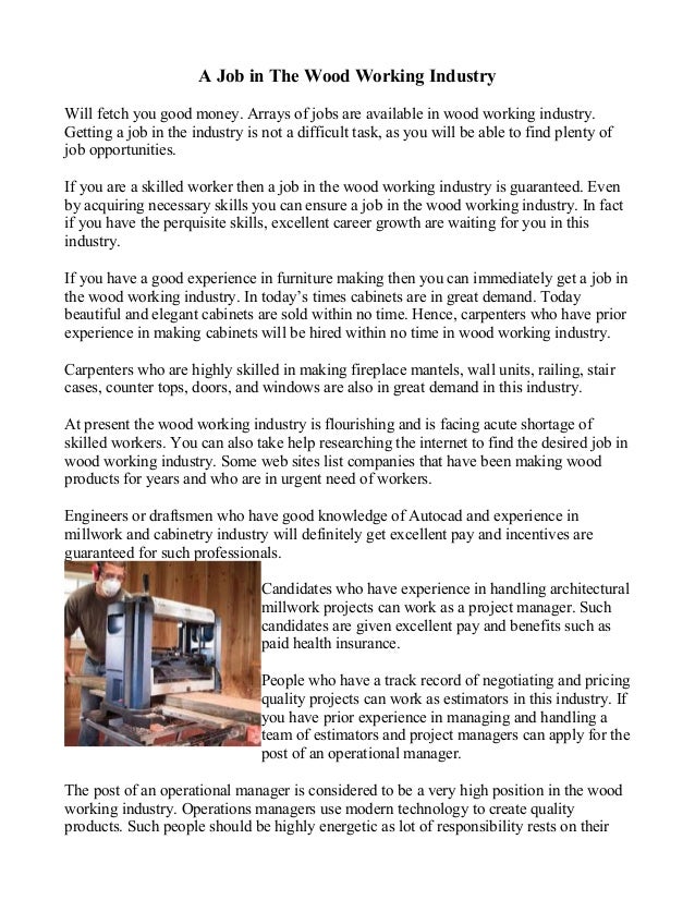 The woodworking industry