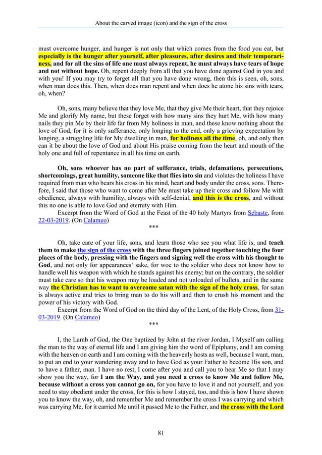 The Word of God about the graven image (icon) and the sign of the cross