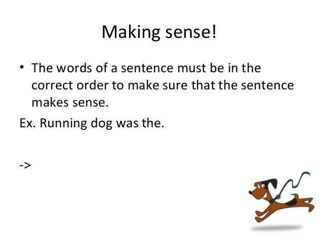 the word order of sentences