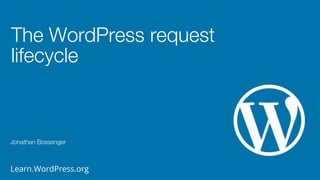 Learn.WordPress.org
The WordPress request
lifecycle
Jonathan Bossenger
 