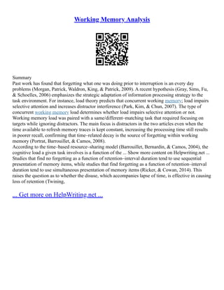 The Working Memory Model | PDF