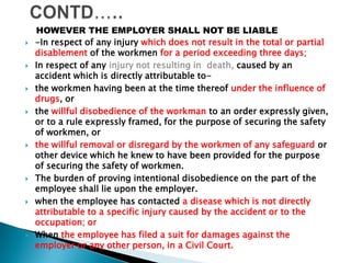 HOWEVER THE EMPLOYER SHALL NOT BE LIABLE
   -In respect of any injury which does not result in the total or partial
    d...
