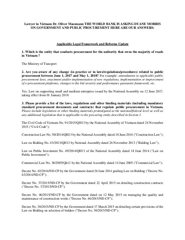 Lawyer In Vietnam Dr Oliver Massmann The World Bank Is Asking Duane