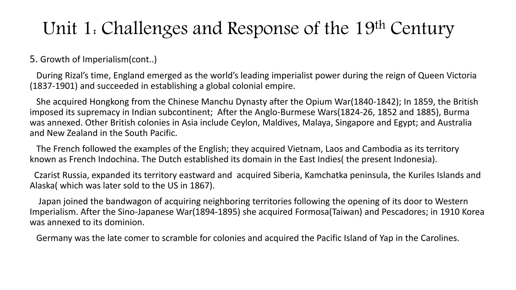 The world during rizal's time | PPTX