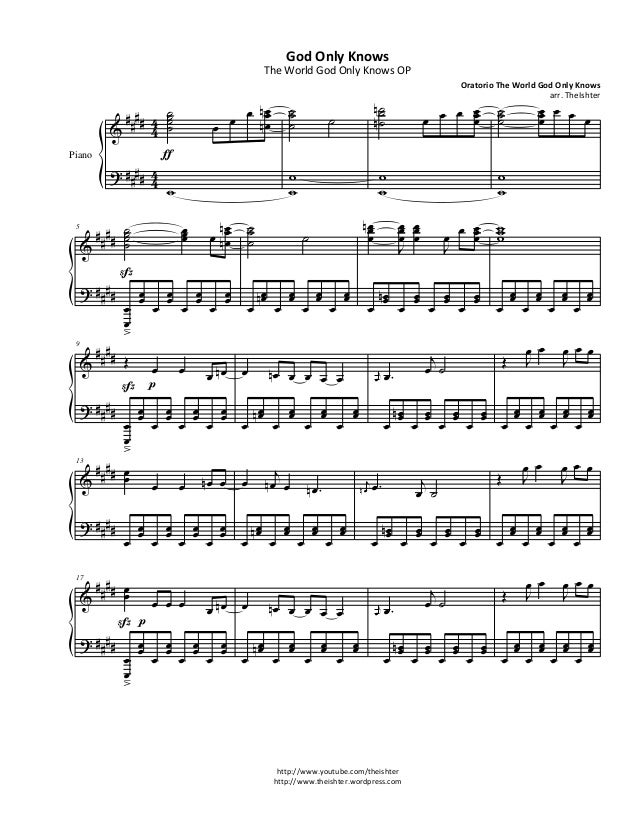 The World God Only Knows Op V2 God Only Knows Piano The World God Only Knows Op V2 God Only Knows Piano