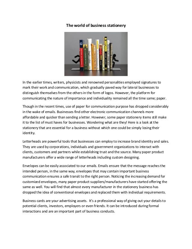 the world of business stationery