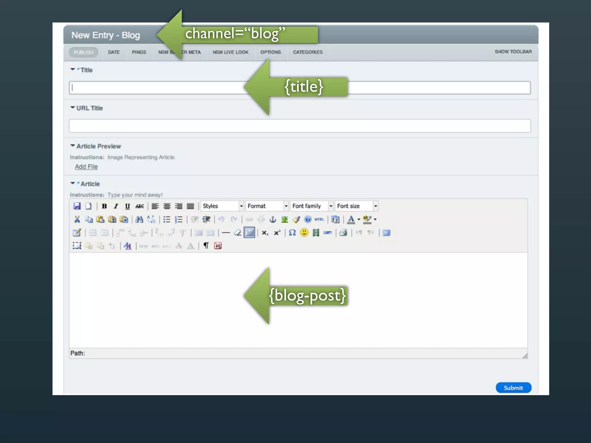 channel=“blog”


             {title}




           {blog-post}
 