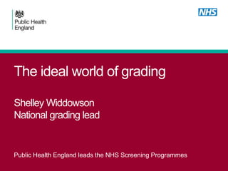 The ideal world of grading
Shelley Widdowson
National grading lead
Public Health England leads the NHS Screening Programmes
 