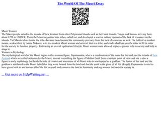 The World Of The Maori Essay | PPT