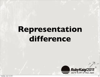 Representation
                           difference



Tuesday, July 19, 2011                    14
 