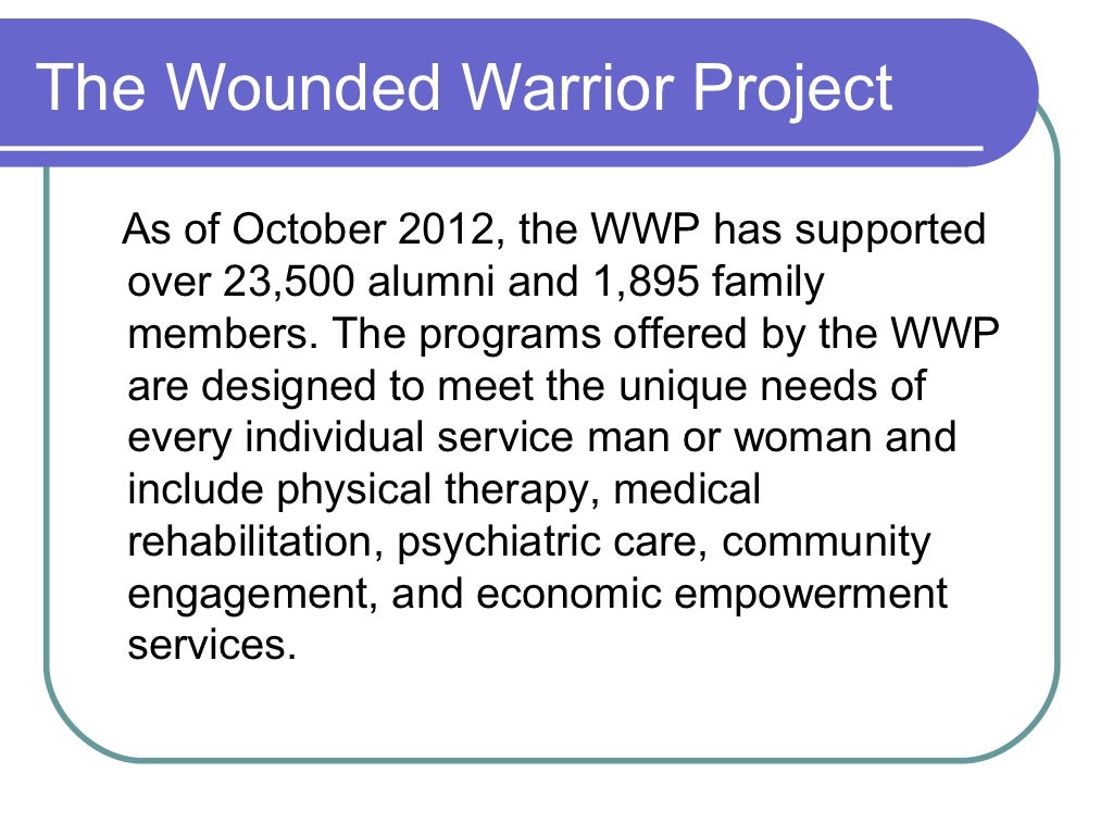 The wounded warrior project by timothy p higgins