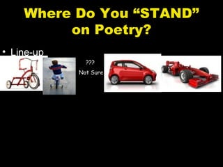 Where Do You “STAND”
         on Poetry?
• Line-up
              ???
            Not Sure
 