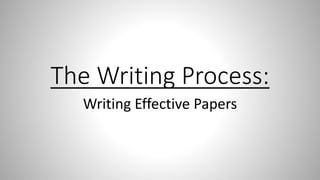 The Writing Process:
Writing Effective Papers
 