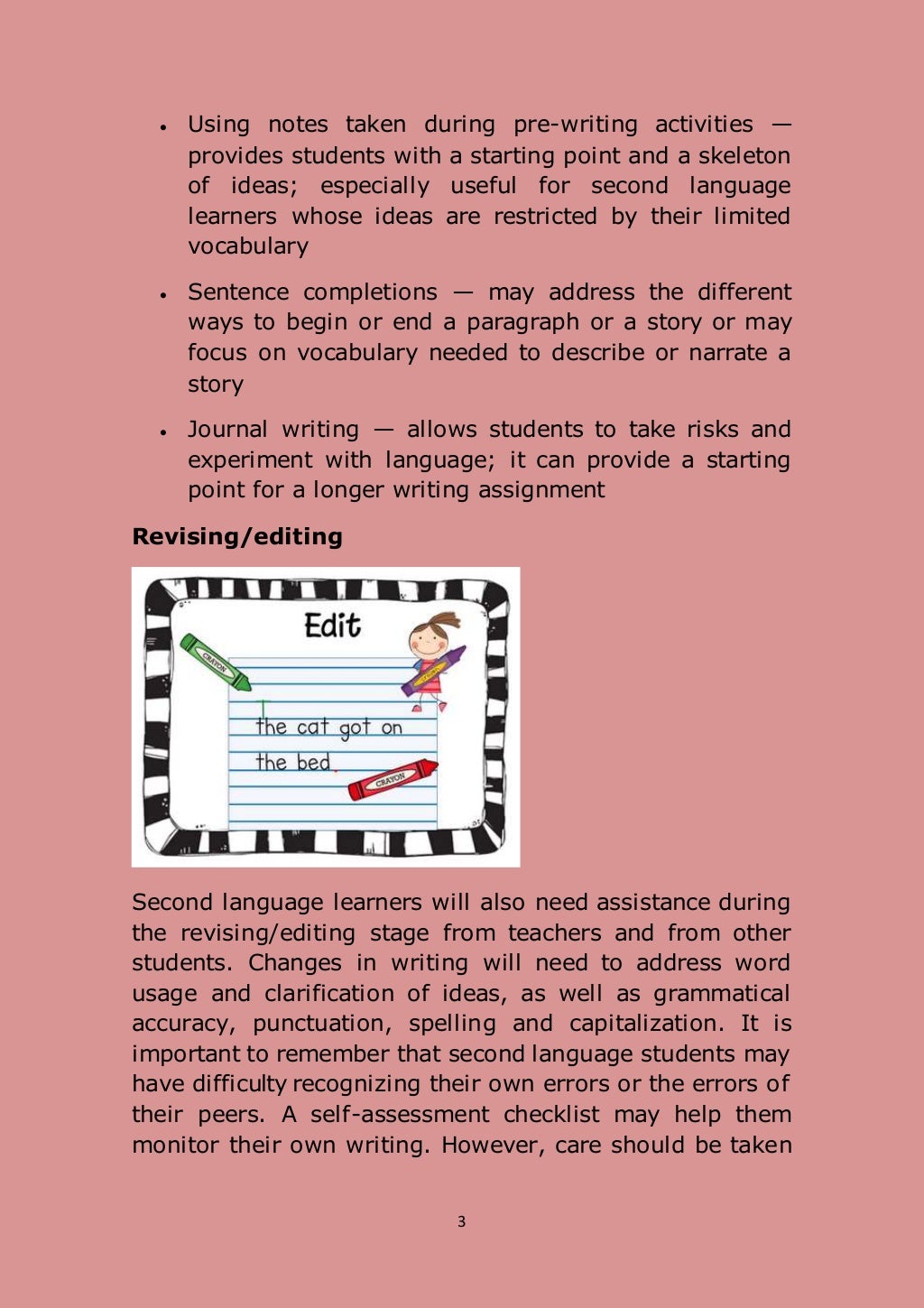 what is writing process in english language