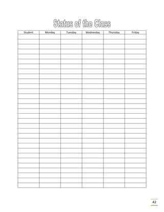 42
Student Monday Tuesday Wednesday Thursday Friday
 