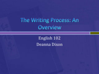 The Writing Process: An Overview English 102 Deanna Dixon 