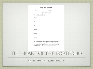 THE HEART OF THE PORTFOLIO
      GOAL SETTING & ARTIFACTS
 