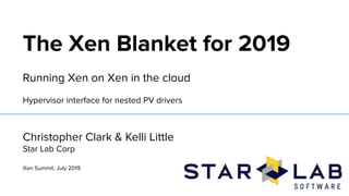 The Xen Blanket for 2019
Running Xen on Xen in the cloud
Hypervisor interface for nested PV drivers
Christopher Clark & Ke...
