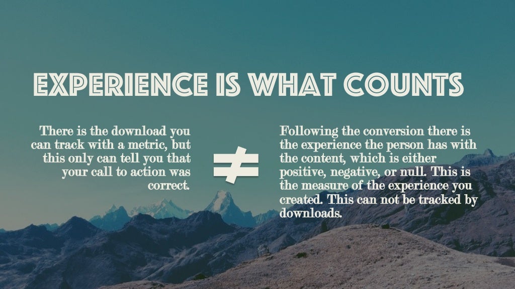 experience is what counts There