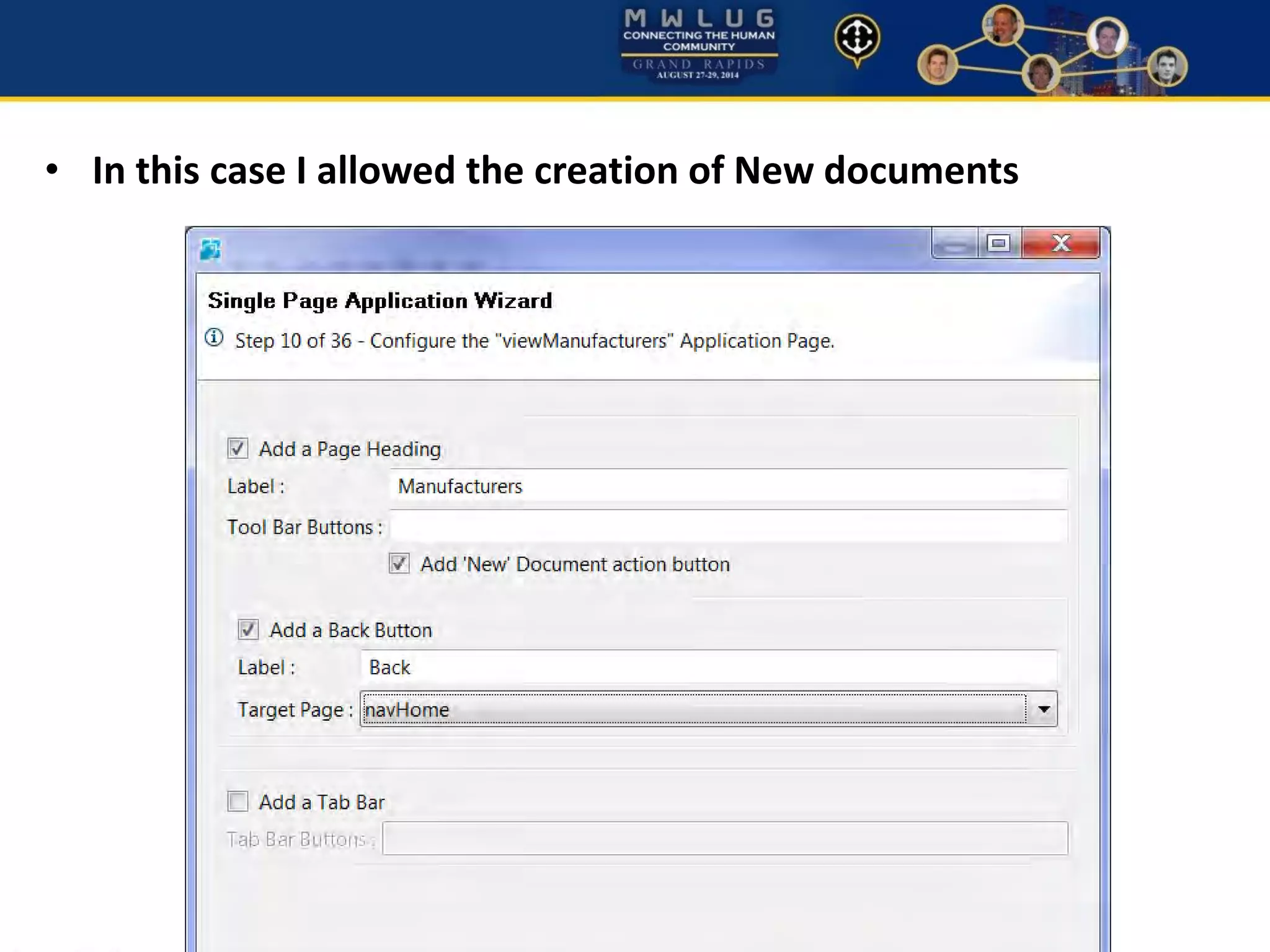 • In this case I allowed the creation of New documents
 