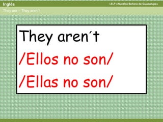 I.E.P «Nuestra Señora de Guadalupe»Inglés
They are – They aren´t
They aren´t
/Ellos no son/
/Ellas no son/