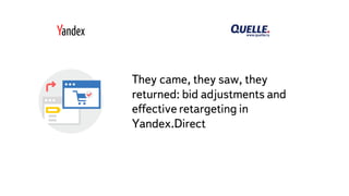 Часть
They came, they saw, they
returned: bid adjustments and
effective retargeting in
Yandex.Direct
 