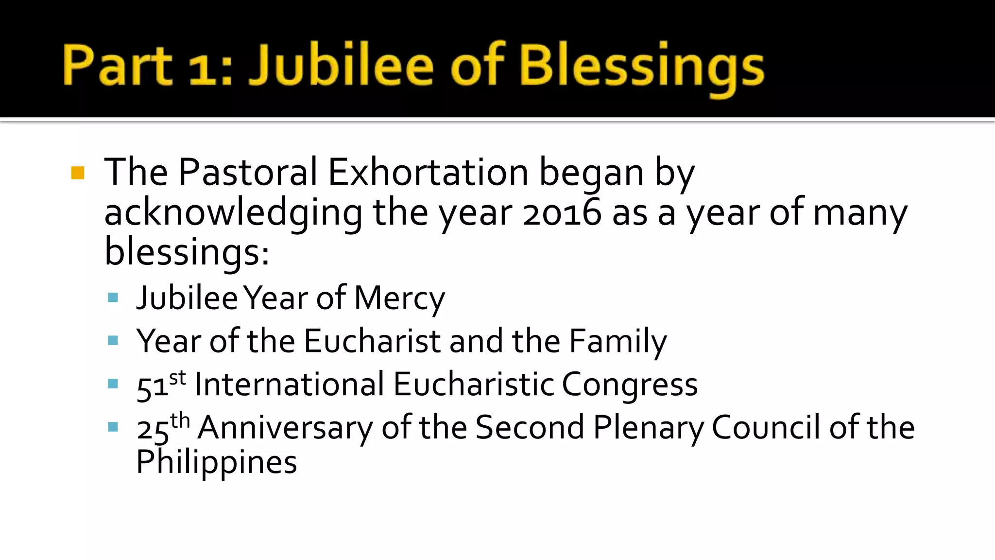 Jubilee of Blessings, mission of renewal PPSX