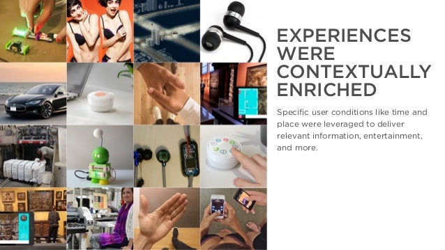 The Year That Was, The Year That Will Be
EXPERIENCES
WERE
CONTEXTUALLY
ENRICHED
Specific user conditions like time and
pla...