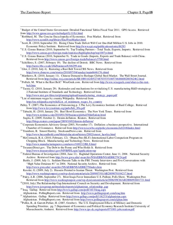 The Zambrano Report                                                                         Chapter 1, Page181  Budget of ...