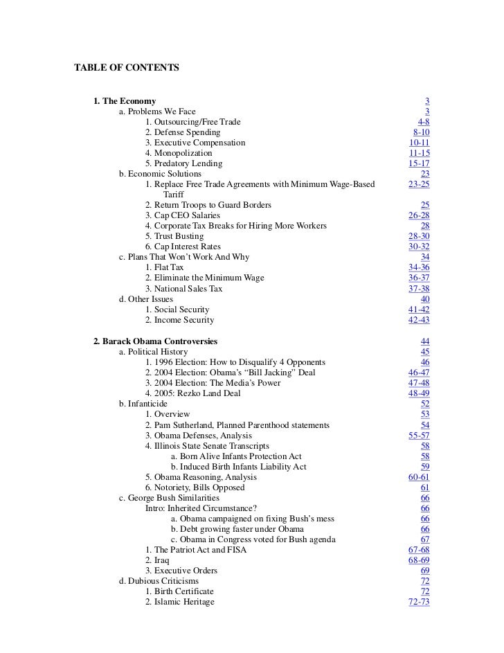 TABLE OF CONTENTS   1. The Economy                                                               3          a. Problems We...