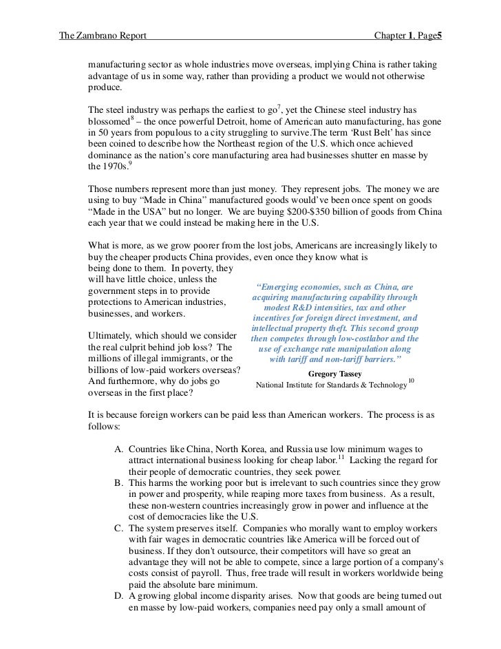 The Zambrano Report                                                                Chapter 1, Page5      manufacturing sec...