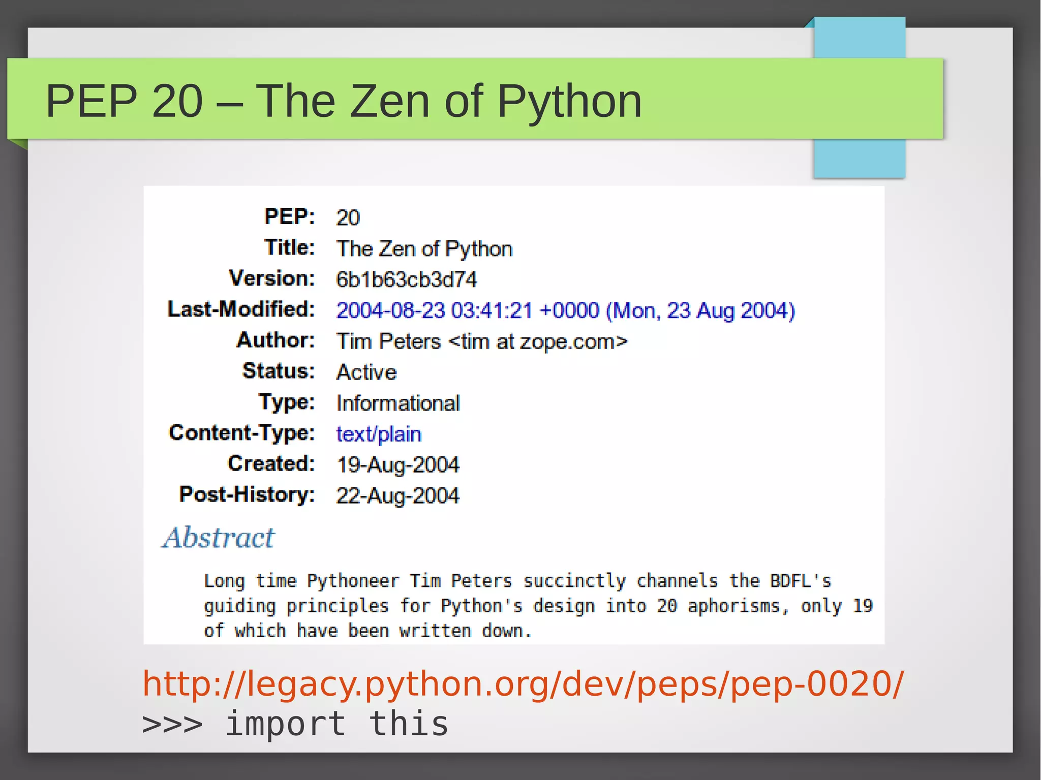 The Zen of Python | PPT