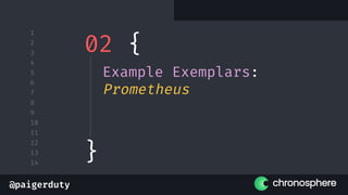 @paigerduty
1
2
3
4
5
6
7
8
9
10
11
12
13
14
02 {
Example Exemplars:
Prometheus
}
 