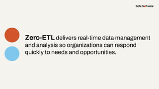 Zero-ETL delivers real-time data management
and analysis so organizations can respond
quickly to needs and opportunities.
 