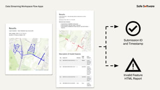 Data Streaming Workspace Flow Apps
Invalid Feature
HTML Report
Submission ID
and Timestamp
 