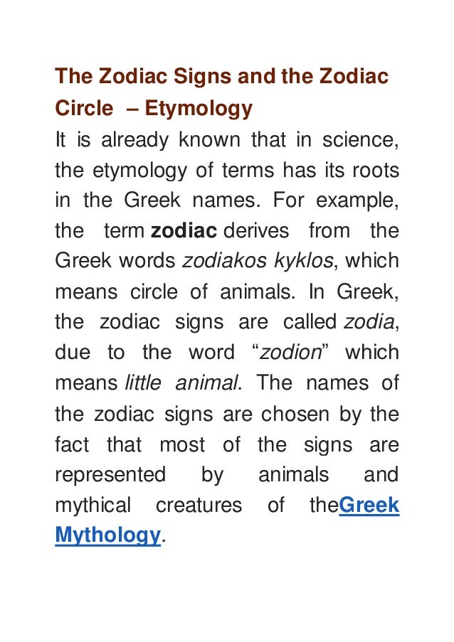 ( The zodiac signs and the zodiac circle etymology ) acquired from…
